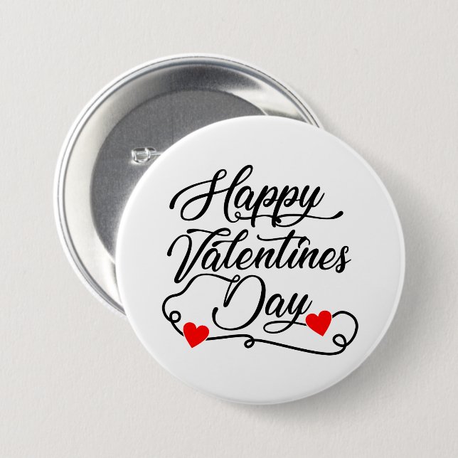 Happy Valentine's Day word art  Button (Vorne & Hinten)