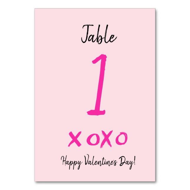 Happy Valentine's Day xoxo pink Tischnummer (Vorderseite)