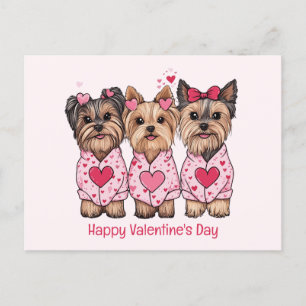 Happy Valentines Day Yorkie Dogs Feiertagspostkarte