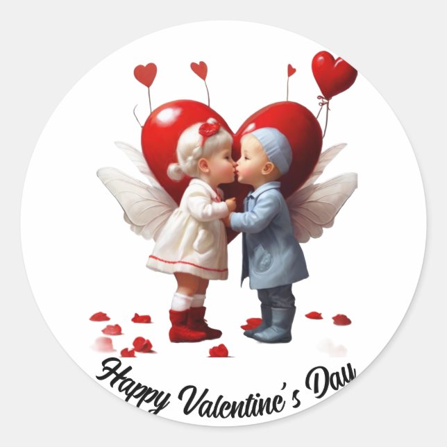 Happy Valentine's Day Zollvalentine Runder Aufkleber (Vorderseite)