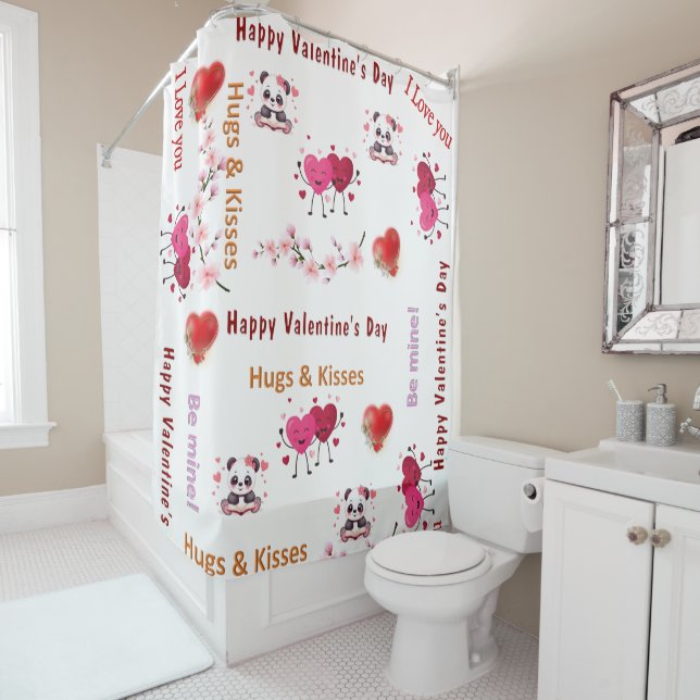 Happy Valentine's DayShower Curtain, Couple Hearts Duschvorhang (Beispiel)