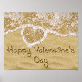 "Happy Valentine's" Herz geschrieben in Sand Poster