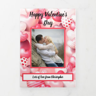 Happy Valentines Herz romantische Liebe Monogramm Dreifach Gefaltete Urlaubskarte