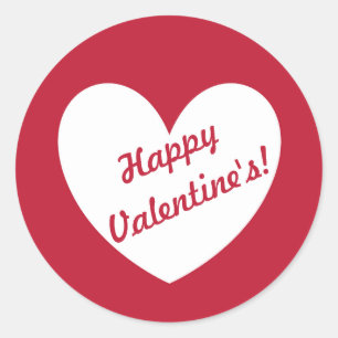 "Happy Valentine's" individualisierbares Herz auf  Runder Aufkleber