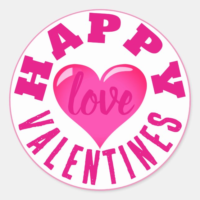 Happy Valentines Liebe Runder Aufkleber (Vorderseite)