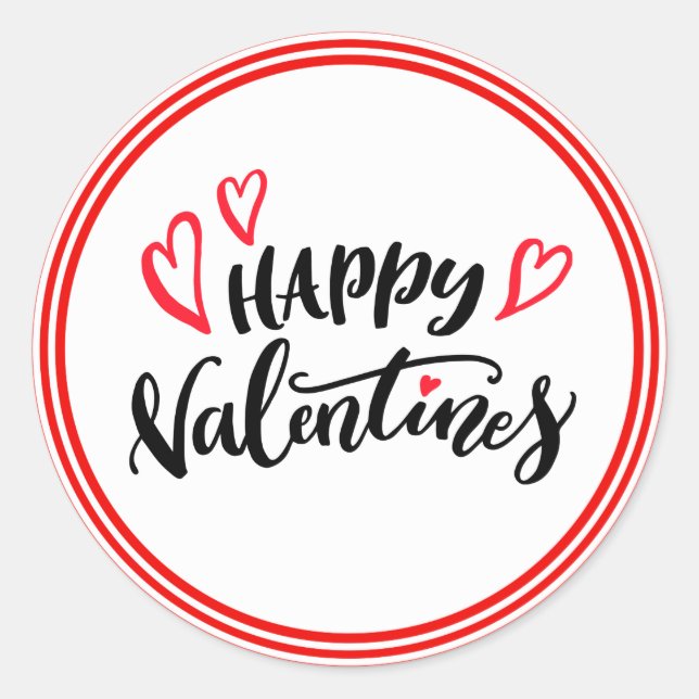 Happy Valentines Modern Typografy Design Runder Aufkleber (Vorderseite)