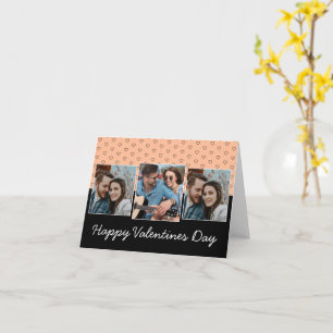 Happy Valentines Peach 3 Foto Herzmuster Karte
