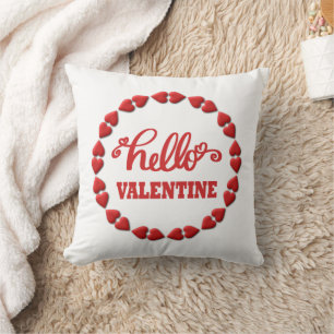Happy Valentines red heart Hallo Valentine 2025 Kissen
