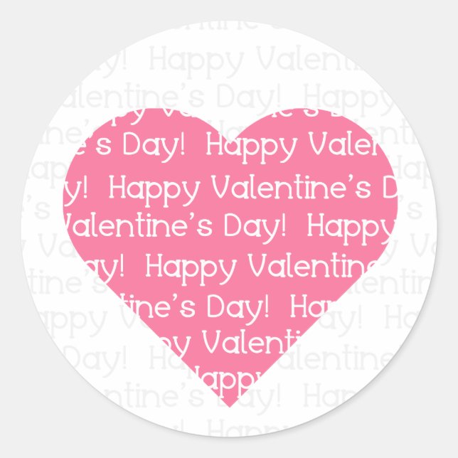 Happy Valentine's Sticker - Coeur rose (Devant)