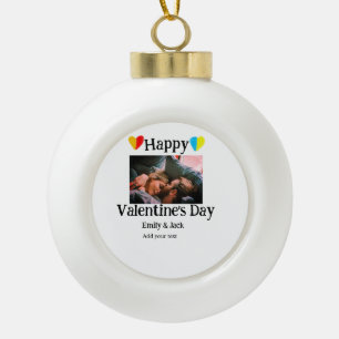 Happy valentine's Tag fügen Sie Pärchen Namen Foto Keramik Kugel-Ornament