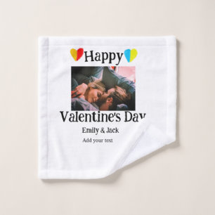 Happy valentine's Tag fügen Sie Pärchen Namen Foto Waschlappen