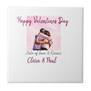 Happy Valentines Tag moderne Küsse Liebe Name p Fliese
