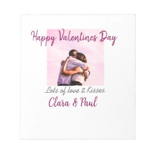 Happy Valentines Tag moderne Küsse Liebe Name p Notizblock