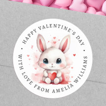 Happy Valentines Tag niedlicher Hase Herz