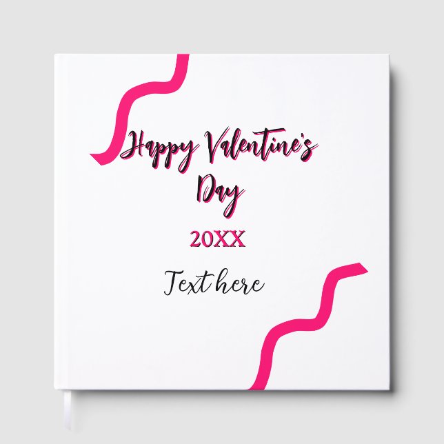 Happy Valentine's Tag rosa schwarze Spiralfett let Gästebuch (Vorderseite)