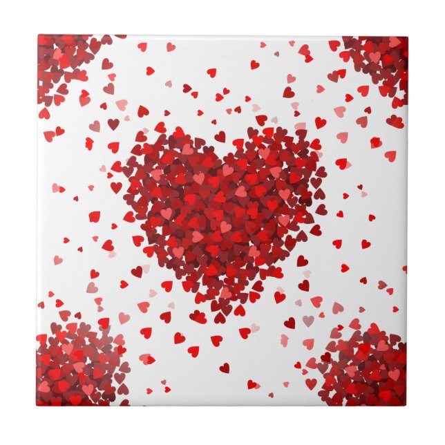 Happy Valentines Tagesherzen Fliese (Vorderseite)