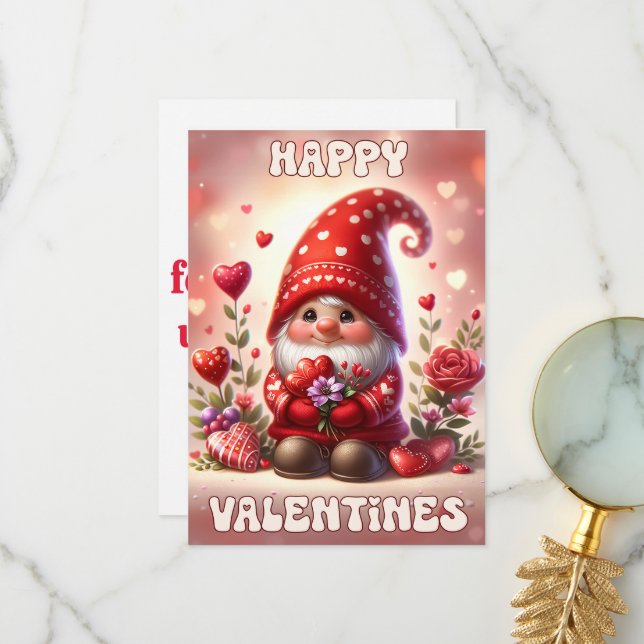 Happy Valentines - Valentinstag Card Dankeskarte (Vorderseite/Rückseite Beispiel)