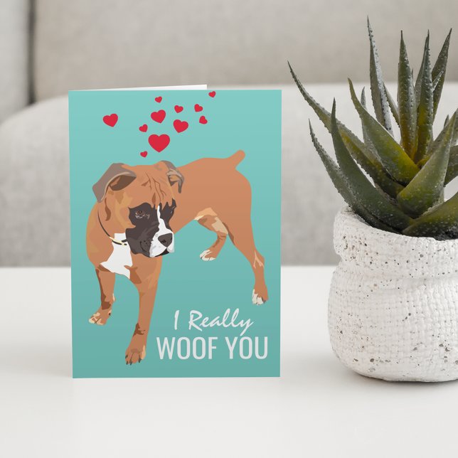 Happy Valentines vom Hund | Boxer Dog Karte (Von Creator hochgeladen)