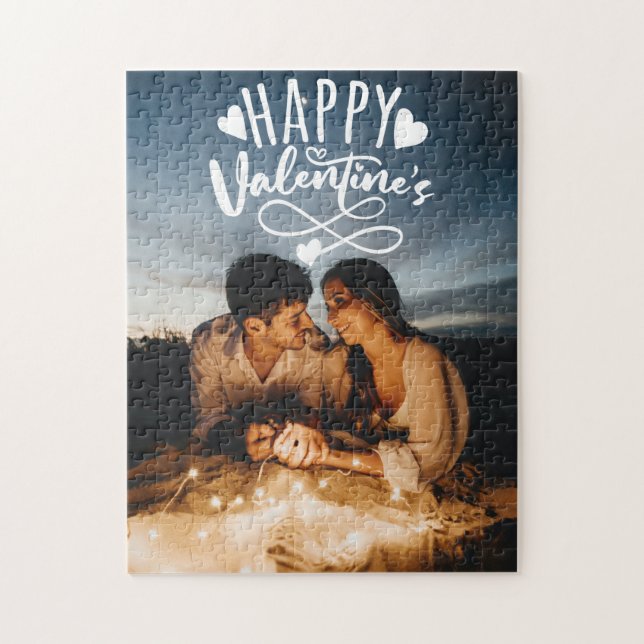 Happy Valentines White Letter Overlay Foto Jig (Vertikal)