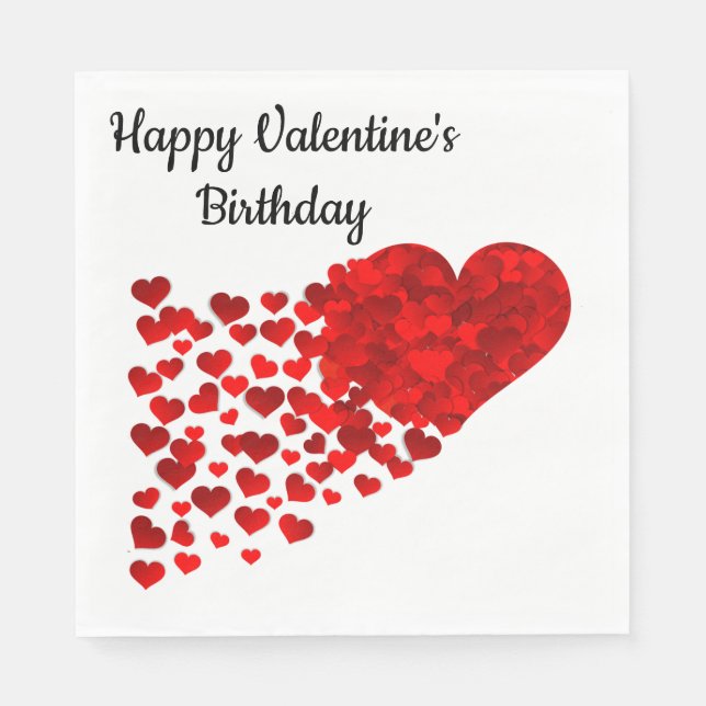 Happy Valentins Geburtstag Serviette (Vorderseite)