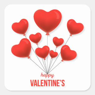 Happy Valentins rote Balloons   Urlaub Quadratischer Aufkleber