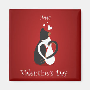 Happy Valentins Schwarz-Weiß-Kätzchen Magnet