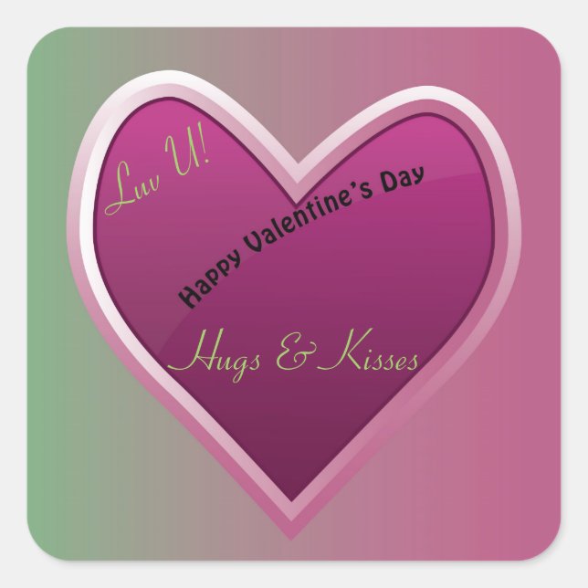 Happy Valentinstag Quadratischer Aufkleber (Vorderseite)