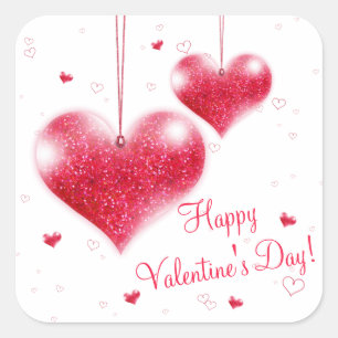 Happy Valentinstag Quadratischer Aufkleber