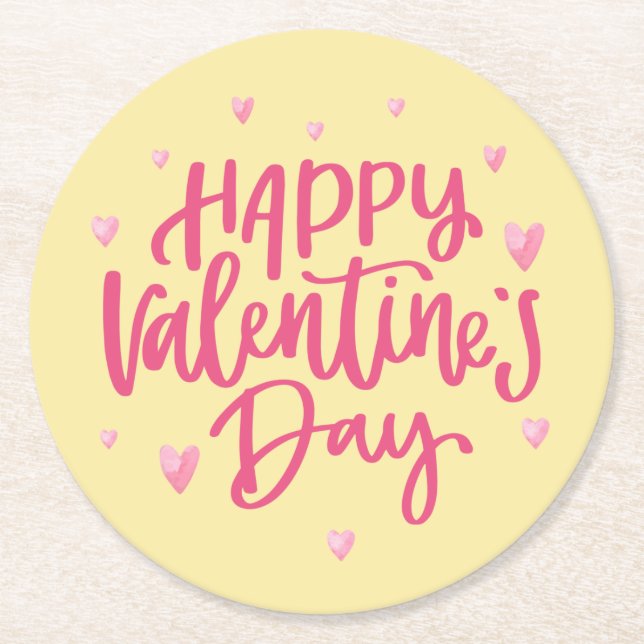 Happy Valentinstag Typografie| Untersetzer von Pap (Vorderseite)