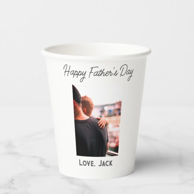 Happy väterliche Foto moderne Liebe einfache Vater Pappbecher (Vorderseite)