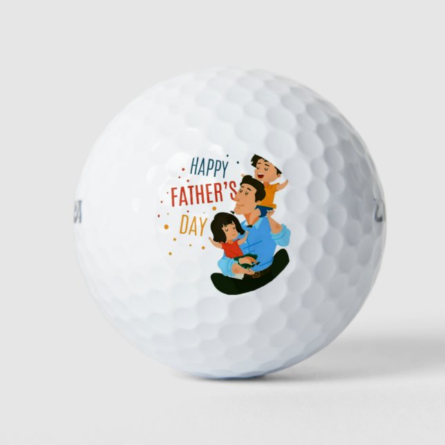 Happy Vatersday mit Familie Golfball (Vorderseite)