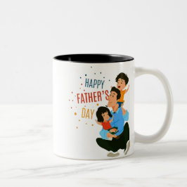Happy Vatersday mit Familie Zweifarbige Tasse