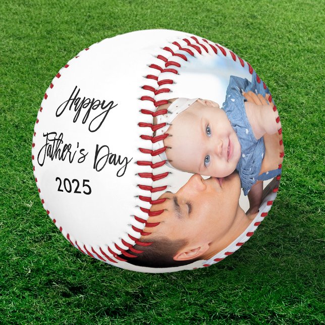 Happy Vatertag 2 Foto Pinselschrift Baseball (Customize to change year or add more text.)