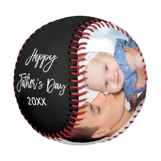 Happy Vatertag 2 Foto Pinselschrift schwarz Baseball (Schrägansicht)