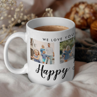 Happy Vatertag 4 Foto Benutzerdefinierte schwarze Kaffeetasse