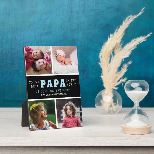 Happy Vatertag Beste Papa 4 Foto Collage Fotoplatte (Seite)