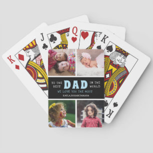 Happy Vatertag Bester Vater 4 FotoCollage Spielkarten