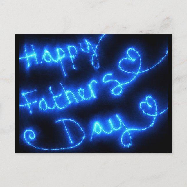 Happy Vatertag Blue Lights Postkarte (Vorderseite)