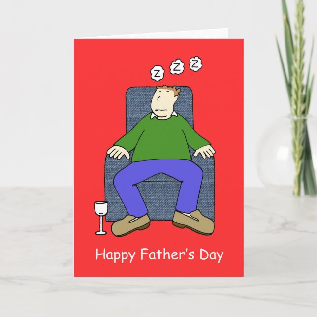 Happy Vatertag Cartoon Vater schlafen Karte (Vorderseite)