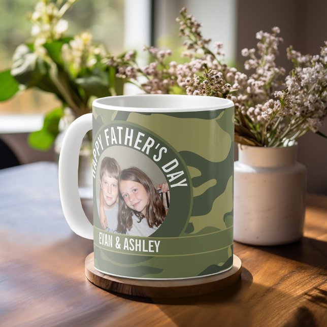 Happy Vatertag - Foto Camouflage Green Kaffeetasse (Personalized Coffee Mug)
