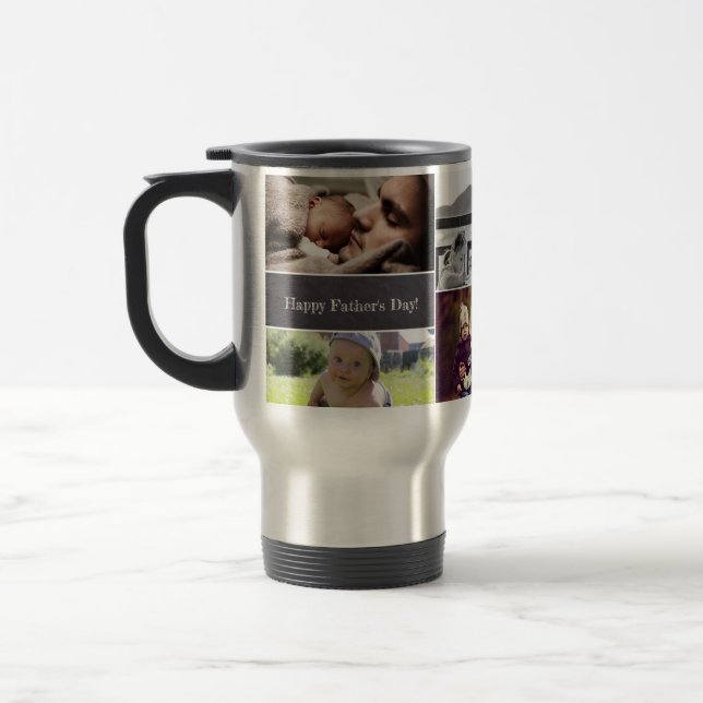 Happy Vatertag Foto Collage Personalisiert Reisebecher (Links)
