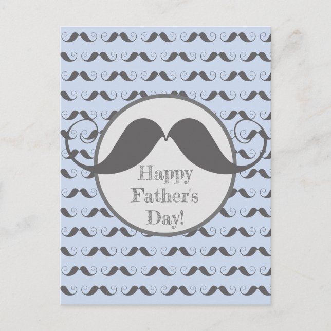 Happy Vatertag - Fun Mustache Muster Postkarte (Vorderseite)