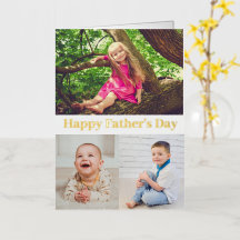 Happy Vatertag Gold Script Foto Collage Card
