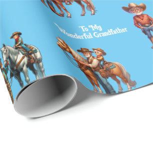 Happy Vatertag Großvater Custom Western Geschenkpapier