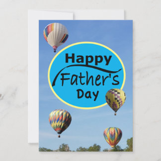 Happy Vatertag Hot Air Ballon Simple Blue  Feiertagskarte