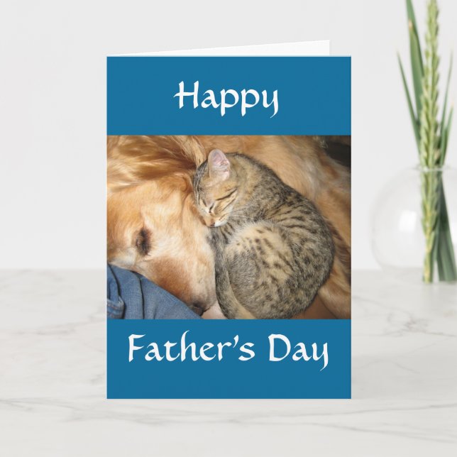 Happy Vatertag - Katze und Hund Karte (Vorderseite)