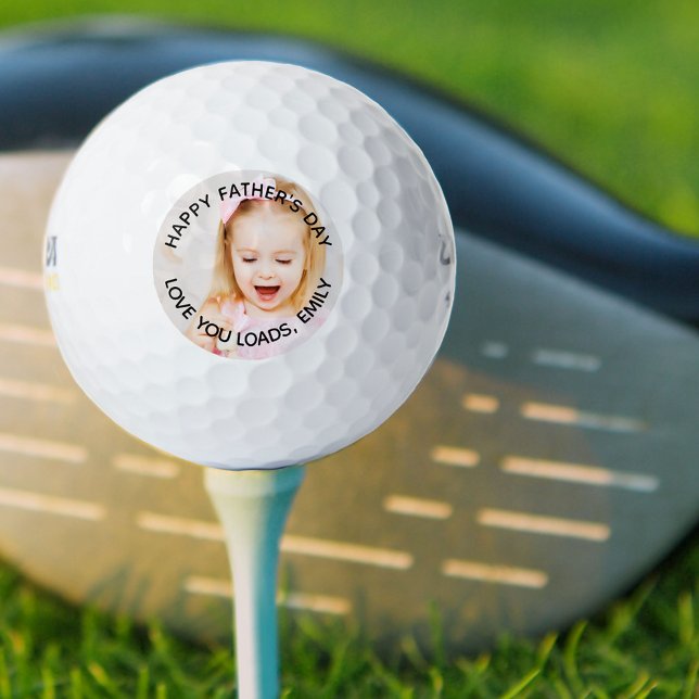 Happy Vatertag Liebe | PERSONALISIERTES FOTO Golfball (Von Creator hochgeladen)