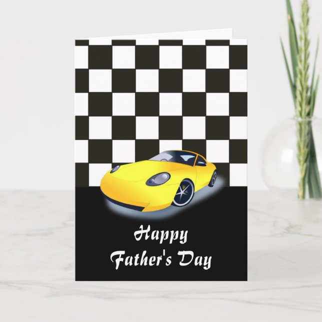 Happy Vatertag mit Rennwagen zum Vater Karte (Vorderseite)