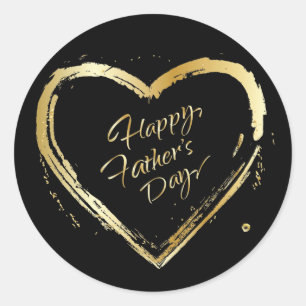 Happy Vatertag Modernes Design Gold Herz Runder Aufkleber