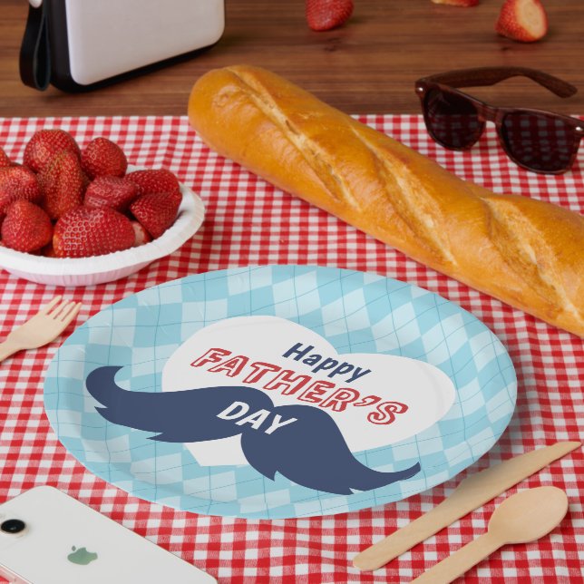 Happy Vatertag Mustache und Herz Pappteller (Picknick)